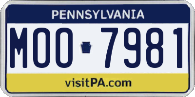 PA license plate MOO7981