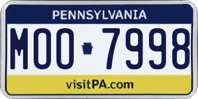 PA license plate MOO7998