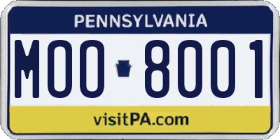PA license plate MOO8001