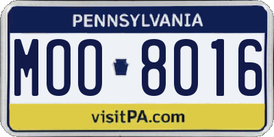 PA license plate MOO8016