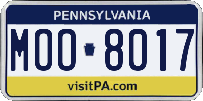 PA license plate MOO8017