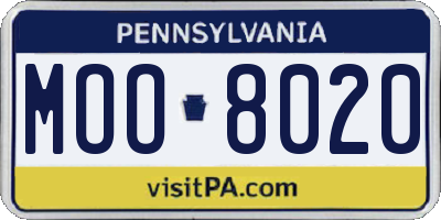 PA license plate MOO8020