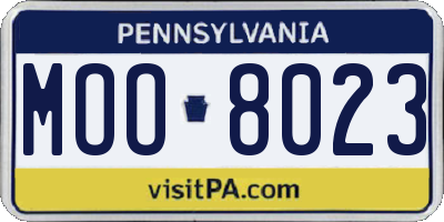 PA license plate MOO8023