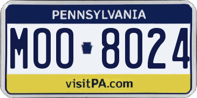 PA license plate MOO8024