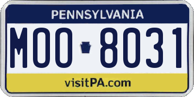 PA license plate MOO8031