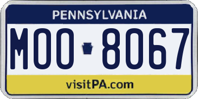 PA license plate MOO8067