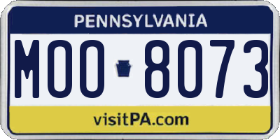 PA license plate MOO8073
