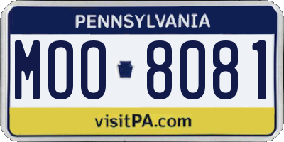 PA license plate MOO8081