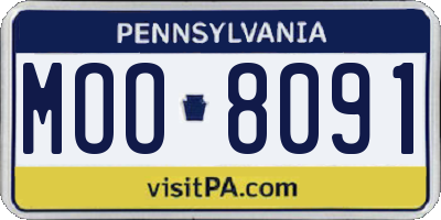 PA license plate MOO8091