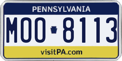 PA license plate MOO8113