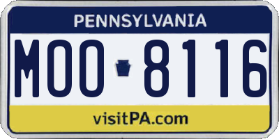 PA license plate MOO8116