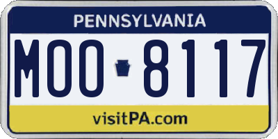 PA license plate MOO8117