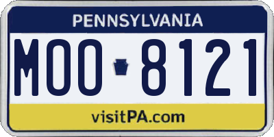 PA license plate MOO8121