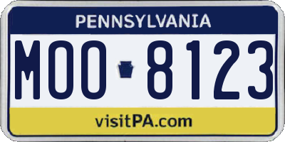 PA license plate MOO8123