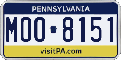 PA license plate MOO8151