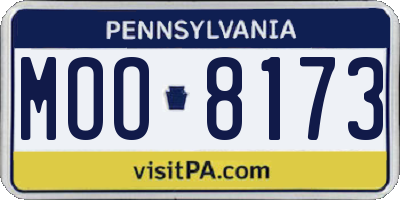 PA license plate MOO8173