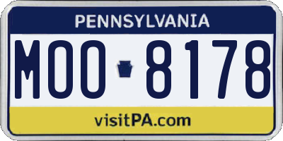 PA license plate MOO8178