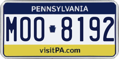 PA license plate MOO8192