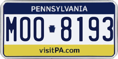 PA license plate MOO8193