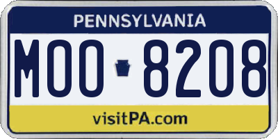 PA license plate MOO8208
