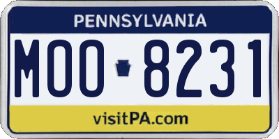 PA license plate MOO8231