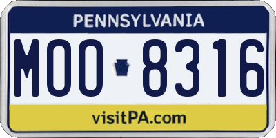 PA license plate MOO8316