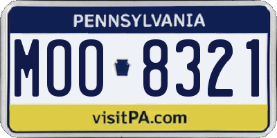 PA license plate MOO8321