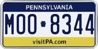 PA license plate MOO8344