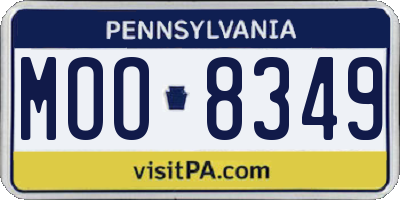 PA license plate MOO8349