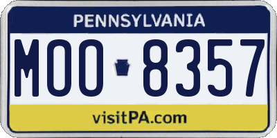 PA license plate MOO8357