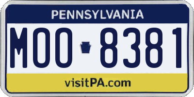 PA license plate MOO8381