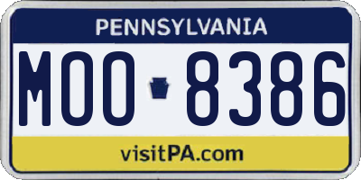 PA license plate MOO8386