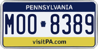 PA license plate MOO8389