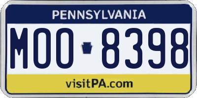 PA license plate MOO8398