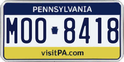PA license plate MOO8418