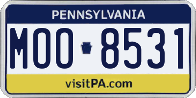 PA license plate MOO8531