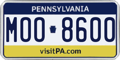 PA license plate MOO8600