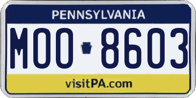 PA license plate MOO8603