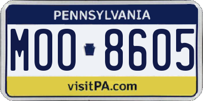 PA license plate MOO8605