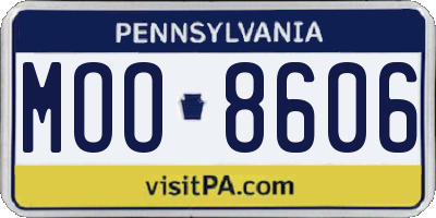 PA license plate MOO8606