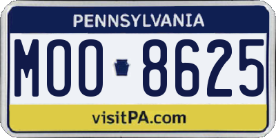 PA license plate MOO8625