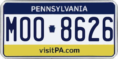 PA license plate MOO8626