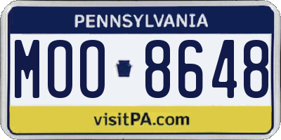 PA license plate MOO8648