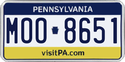 PA license plate MOO8651