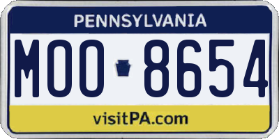 PA license plate MOO8654
