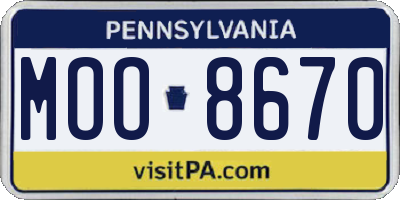 PA license plate MOO8670