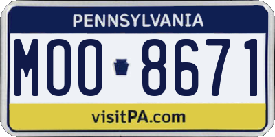 PA license plate MOO8671