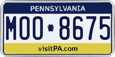 PA license plate MOO8675