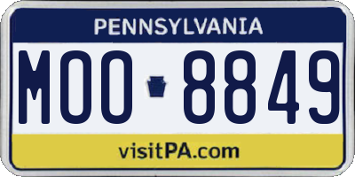 PA license plate MOO8849