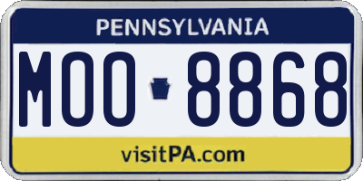 PA license plate MOO8868